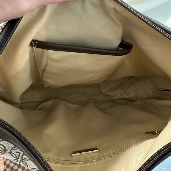 Giani Bernini Horsebit Detail Logo Jacquard Medium Hobo Crossbody Bag Brown - Picture 9 of 14